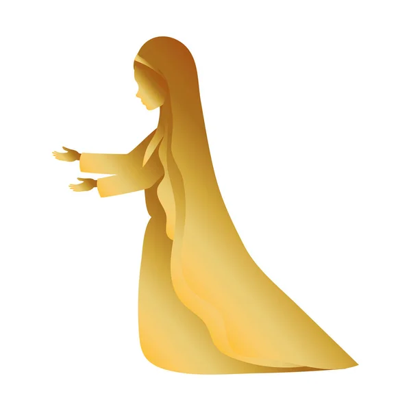 Oro Mary virgen pesebre carácter — Vector de stock