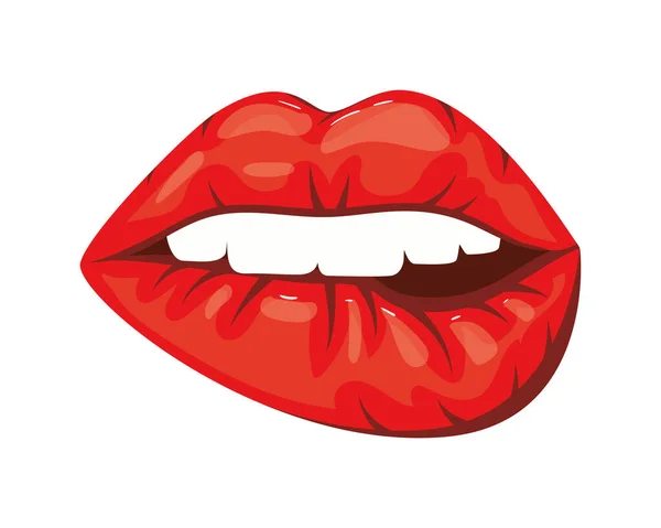 Sexy woman mouth pop art style — Stock Vector