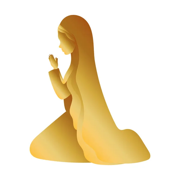 Gyllene Mary Jungfru krubba karaktär — Stock vektor