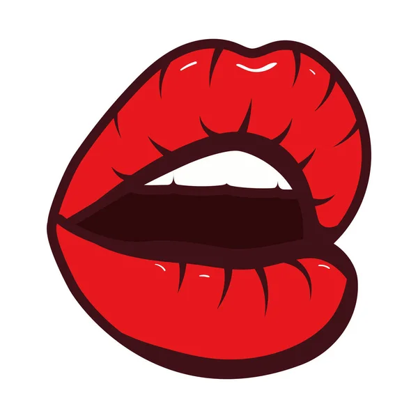 Sexy woman mouth pop art style — Stock Vector