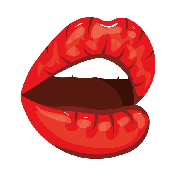 Sexy donna bocca pop art style — Vettoriale Stock