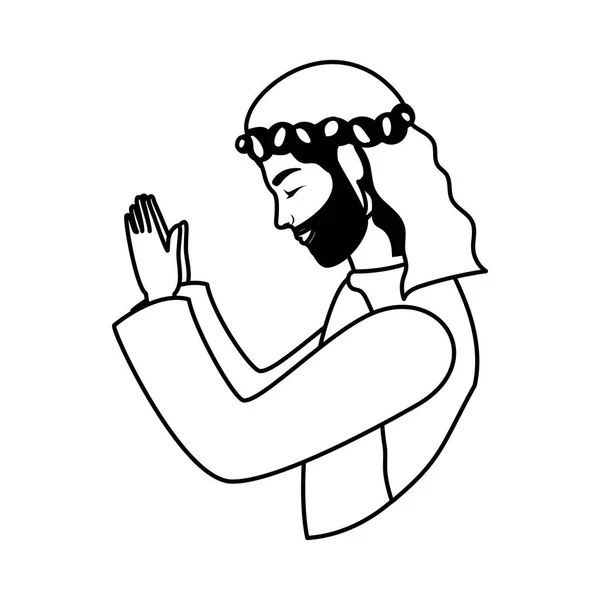 Saint joseph manger character icon — Stock Vector