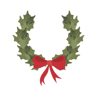 Mutlu noel yaprakları taç ve süslemeler