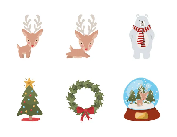 Paquet de Noël ensemble icônes — Image vectorielle