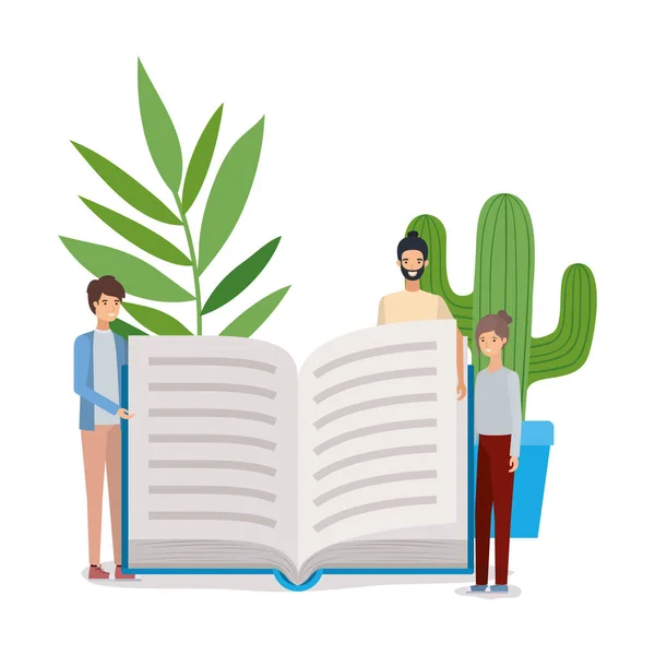 Gruppo di studenti ragazzi lettura libri — Vettoriale Stock