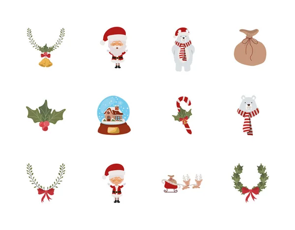 Bundel van kerst set pictogrammen — Stockvector