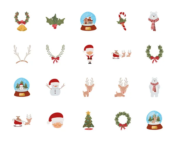 Paquet de Noël ensemble icônes — Image vectorielle