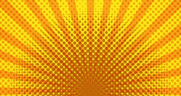 Gelbe Farbe Sunburst Pop Art Hintergrund — Stockvektor