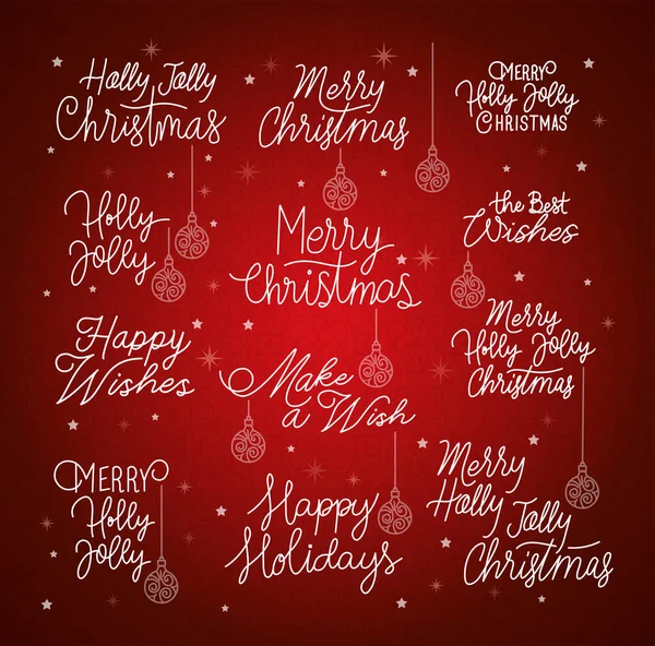 Happy merry christmas letterings calligraphy font — Stock Vector