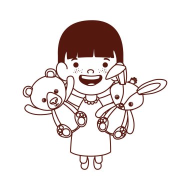 ayı ve tavşan dolması ile sevimli küçük kız bebek