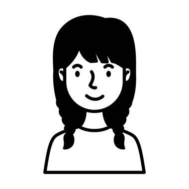 Saç örgülü kadın karakter çizgisi tarzı