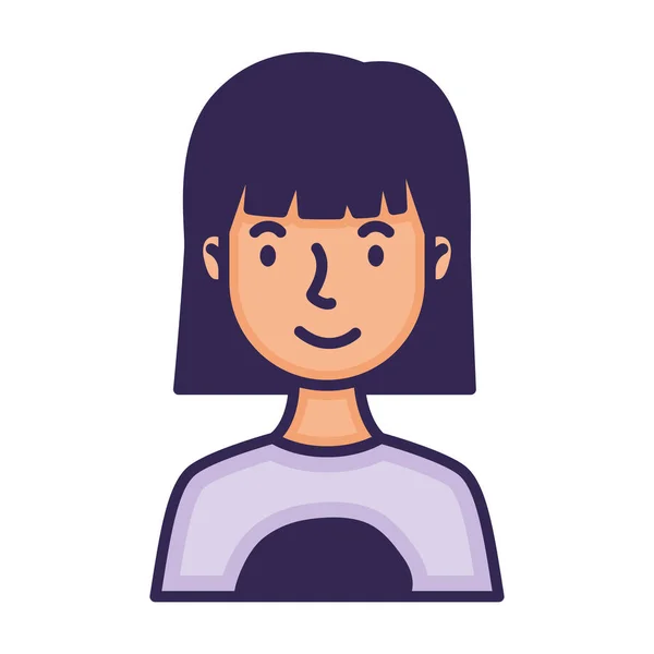 Vrouw avatar karakter vullen stijl — Stockvector