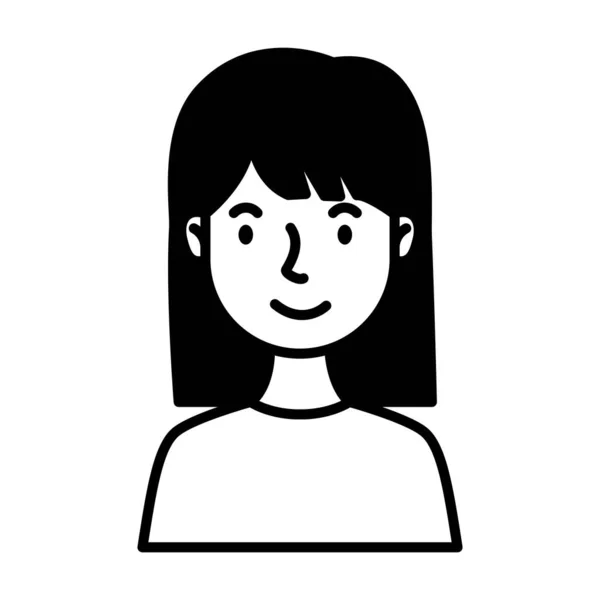 Femme avatar personnage ligne style — Image vectorielle