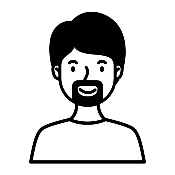 Homme avec barbe avatar style ligne de caractère — Image vectorielle