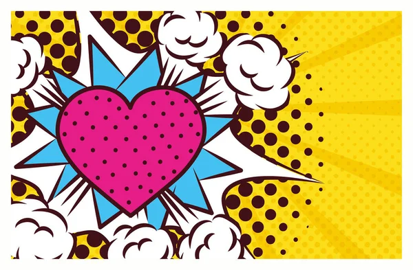 Coeur amour pop art style — Image vectorielle