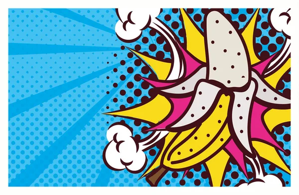 Čerstvé ovoce banán pop art styl — Stockový vektor