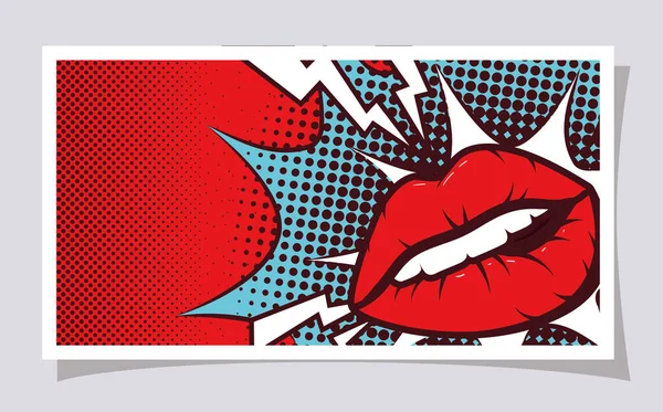 Sexy donna bocca con splash espressione pop art style — Vettoriale Stock