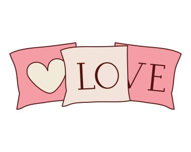 aşk kelime simgesi ile yastıklar