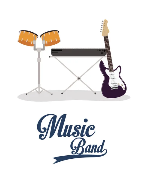 Muziekband set instrumenten pictogrammen — Stockvector