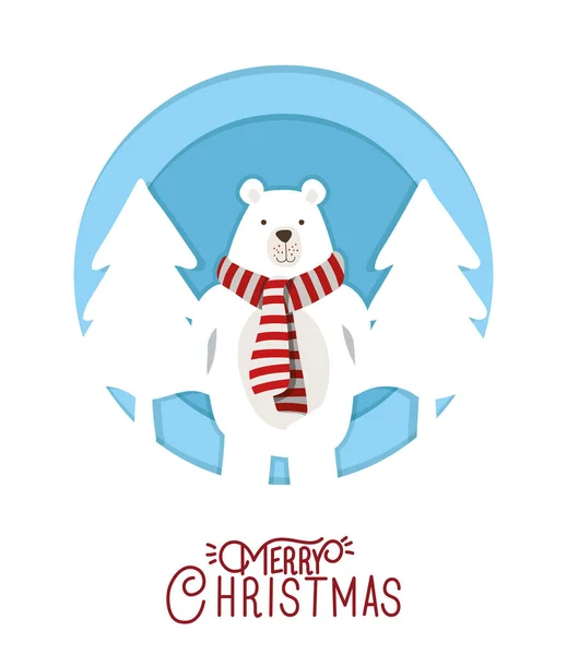 Happy mery christmas card with polar bear — Stock Vector