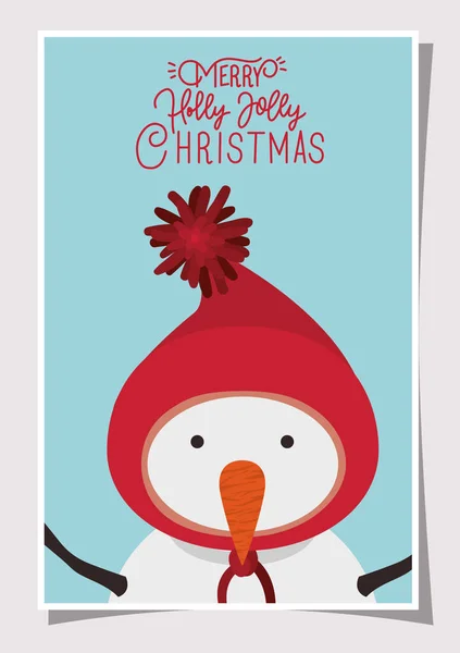 Feliz cartão de Natal mery com caráter boneco de neve —  Vetores de Stock