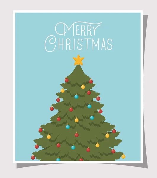 幸せなメリークリスマスカードと松の木 — ストックベクタ