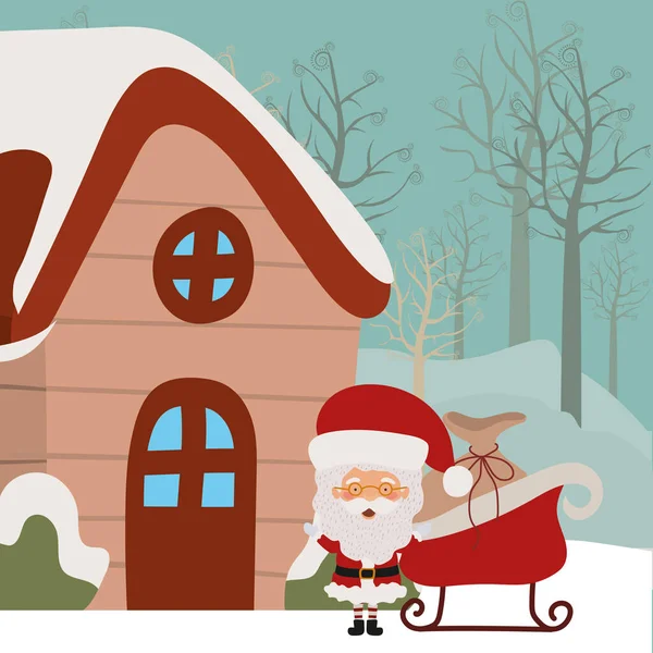 Feliz tarjeta de Navidad feliz con santa claus — Vector de stock