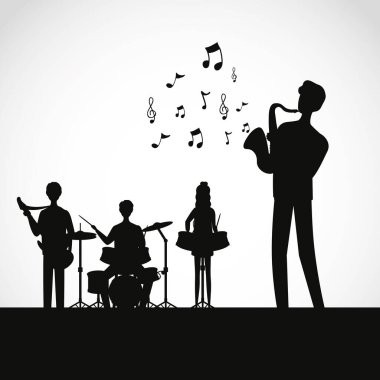 grup müzik bandı çalma enstrümanları siluetleri