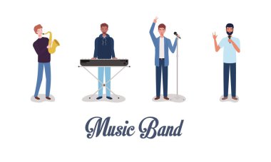 bir grup erkek müzik grubu enstrüman çalıyor