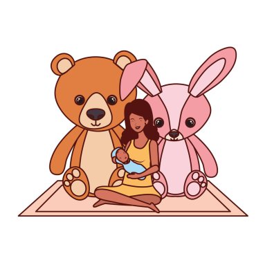 afro gebelik anne küçük bebek karakterleri kaldırma oturmuş