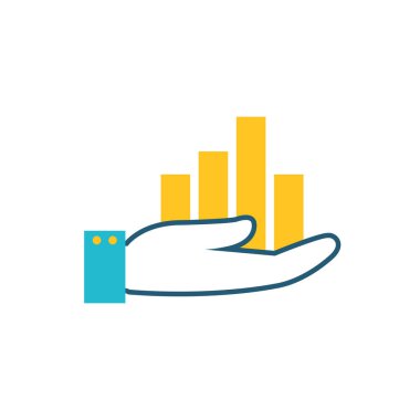 İstatistik çubukları ile el bilgi izole simgesi