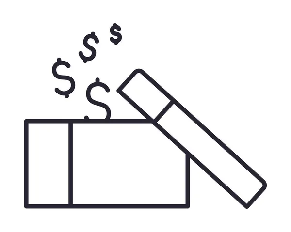 Isoliertes Geld-Symbol im Box-Vektor-Design — Stockvektor