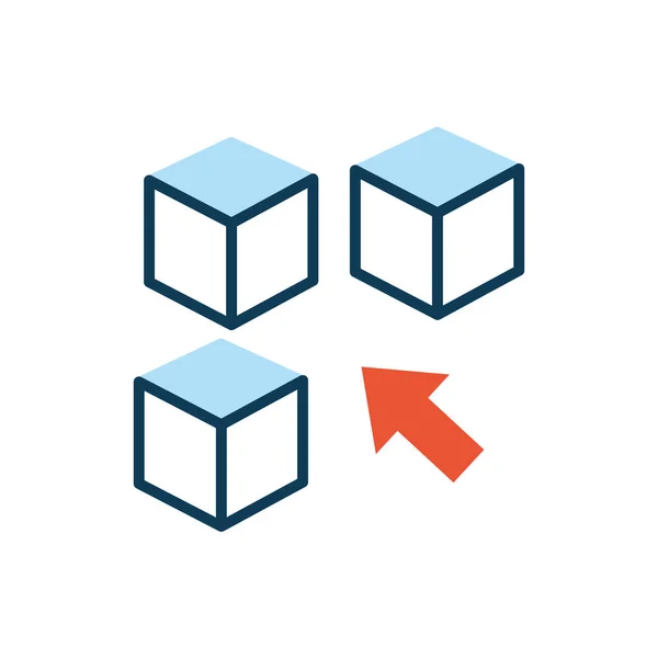 Blocks with arrow data icon — Stock Vector
