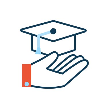 el kaldırma mezuniyet şapkası simgesi