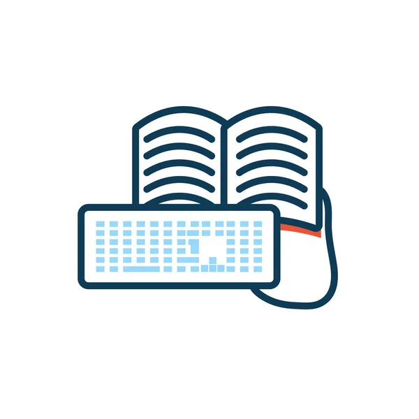Libro electrónico de educación con teclado — Vector de stock
