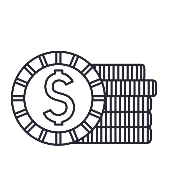 孤立硬币图标矢量设计 — 图库矢量图片