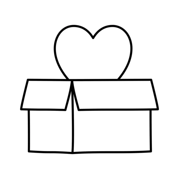 Corazón aislado dentro de diseño de vectores de caja — Vector de stock