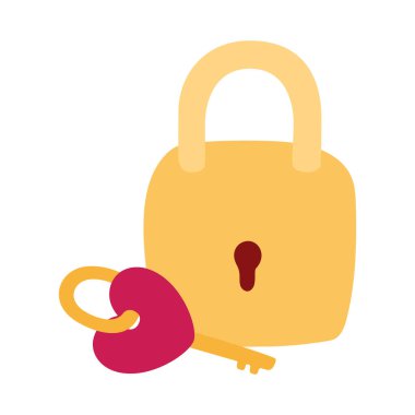 Asma kilit vektör tasarımlı izole kalp anahtarı