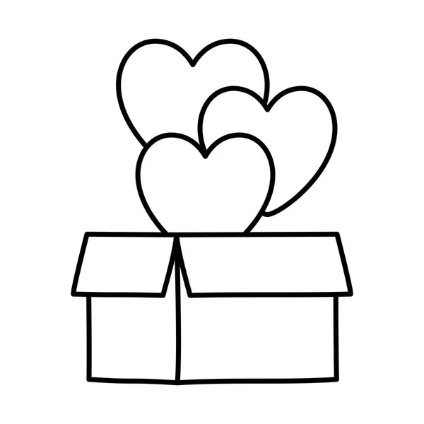 Ізольоване серце всередині коробки Векторний дизайн — стоковий вектор
