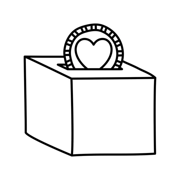 Coração isolado dentro do design do vetor de caixa —  Vetores de Stock