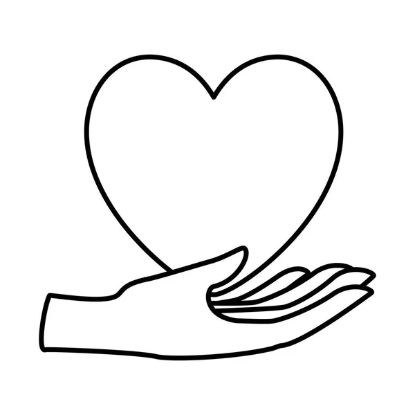 İzole kalp ve el vektör tasarımı — Stok Vektör