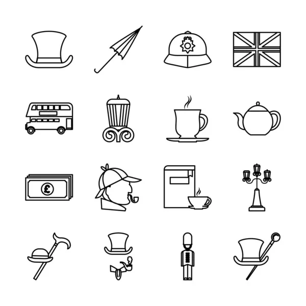 Paquete de iconos de conjunto de país de Londres — Archivo Imágenes Vectoriales