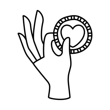 İzole kalp ve el vektör tasarımı