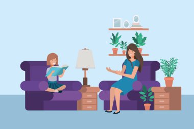 Anne ve kız vektör tasarımı