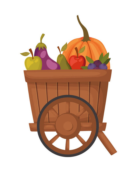 Isolated autumn pumpkin and fruits vector design