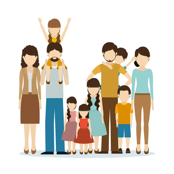 Fathers and mothers with sons vector design — Stock Vector
