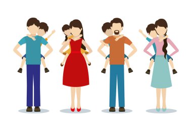 Oğulları vektör tasarımı olan anne ve babalar