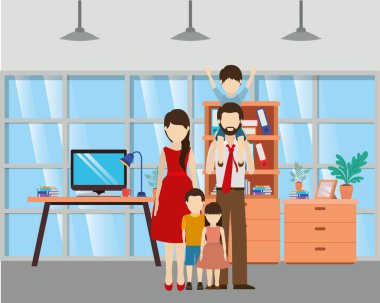 Anne ve baba oğul vektör tasarımı ile