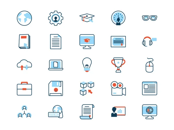 Elearning and business set icons — ストックベクタ