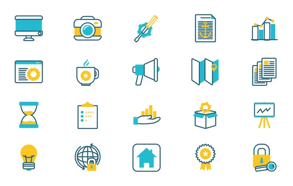 Elearning and business set icons — Stock Vector